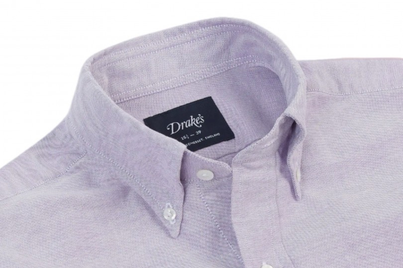 Drake's Button-Down Oxford Shirt Purple