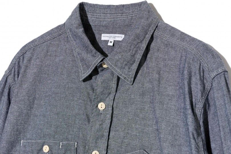 Engineered Garments Work Shirt Grey Cotton Chambray