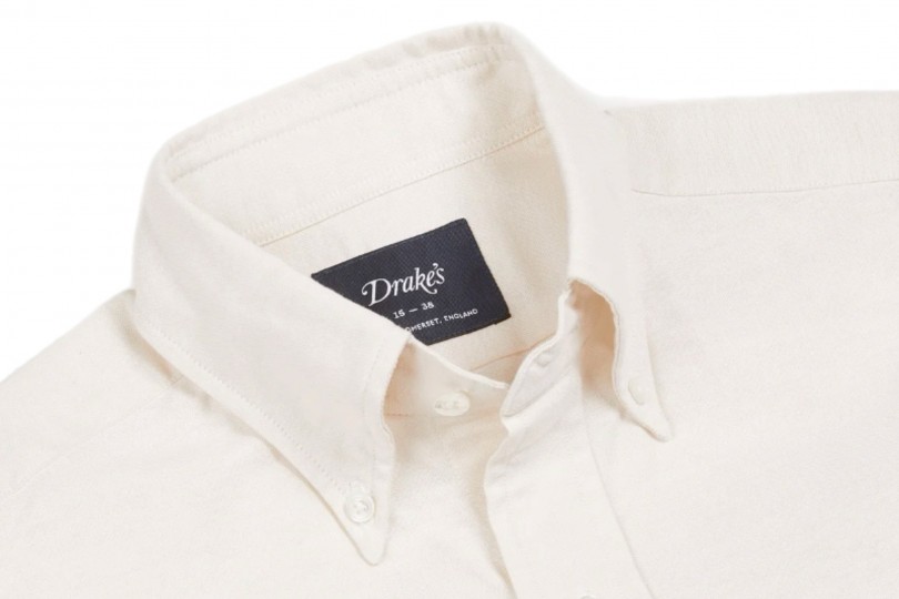 Drake's Button-Down Oxford Shirt Cream