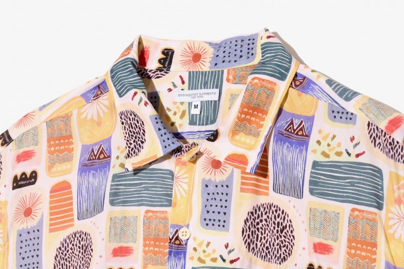 Engineered Garments Camp Shirt Multi Color Tencel Jamaican Print