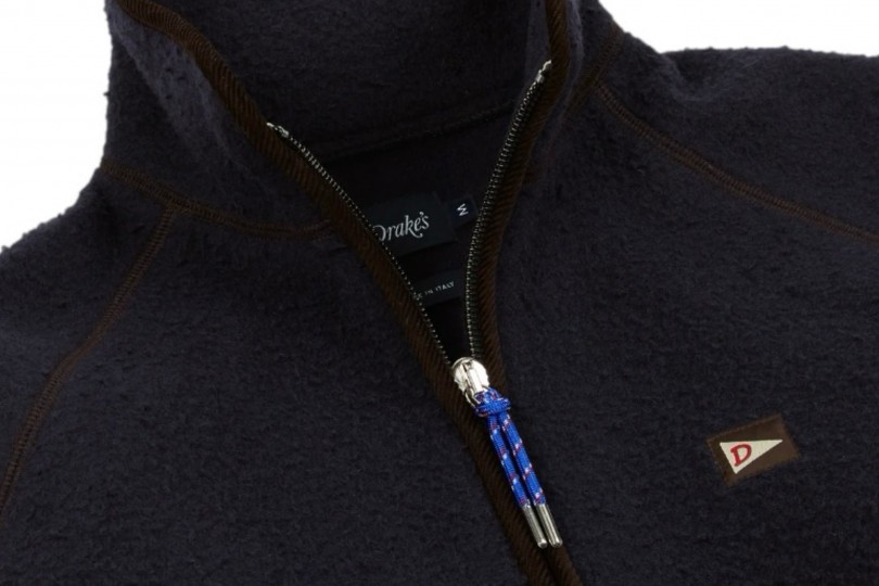 Drake's Casentino Half-Zip Fleece Navy - Made in Italy | Jackets
