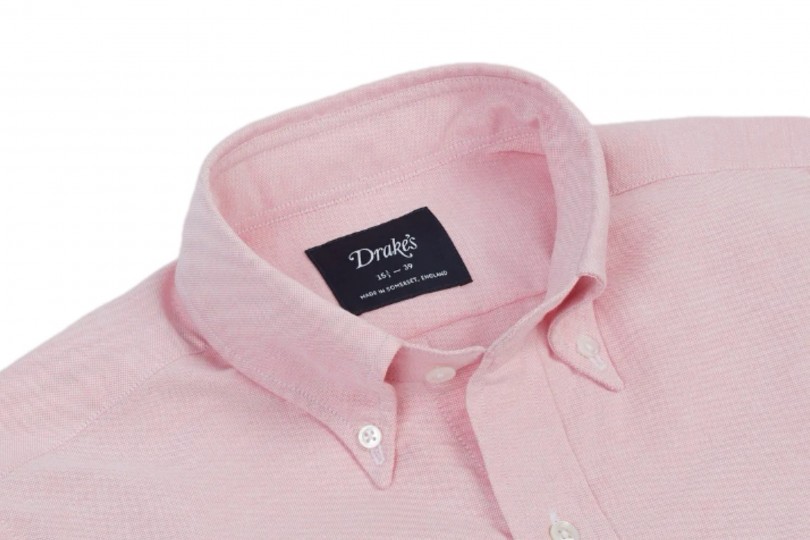 Drake's Button-Down Oxford Shirt Pink
