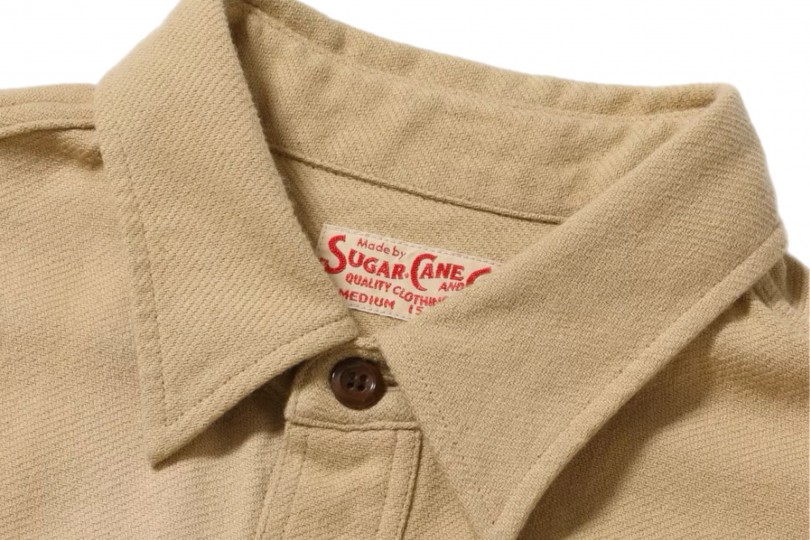 Sugar Cane Work Shirt Beige Cotton Twill