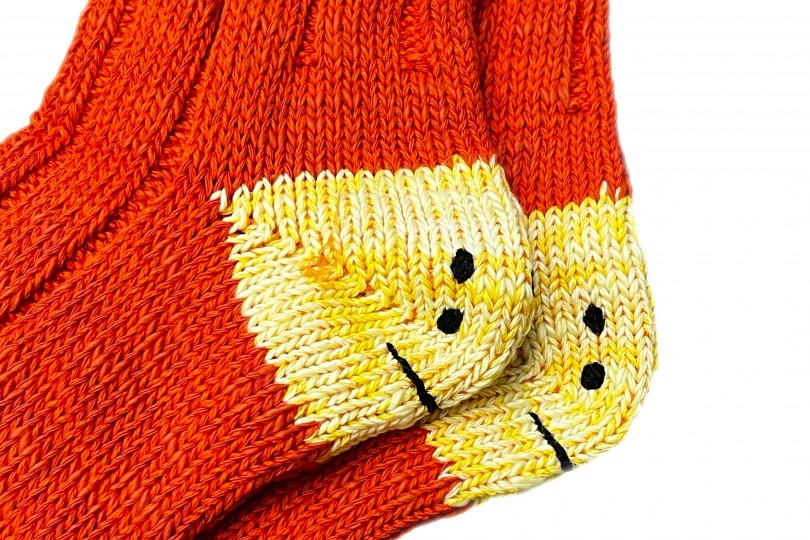 Kapital 56 Yarns MA-1 RAINBOWY HAPPY HEEL Socks Orange