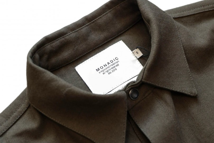 Monadic Cahill Shirt Olive Herringbone