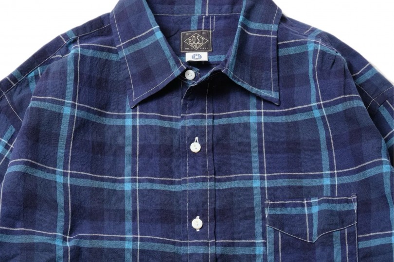 Post Overalls Original BL Shirt Cotton Plaid Blue