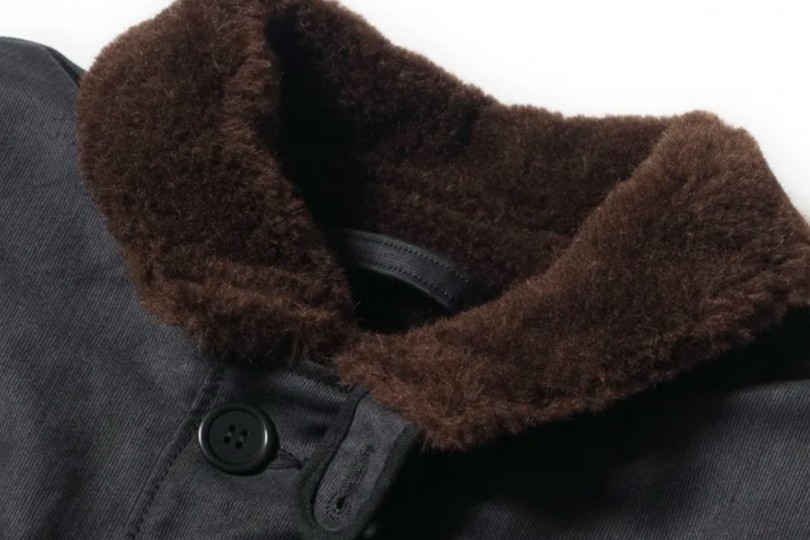 Warehouse & Co. N-1 Winter Jacket Navy Blue with Brown Alpaca