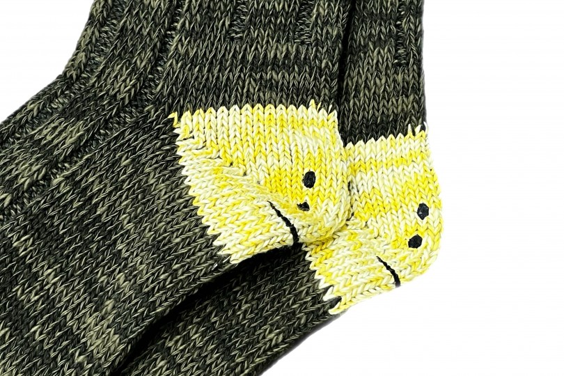 Kapital 56 Yarns MA-1 RAINBOWY HAPPY HEEL Socks Khaki