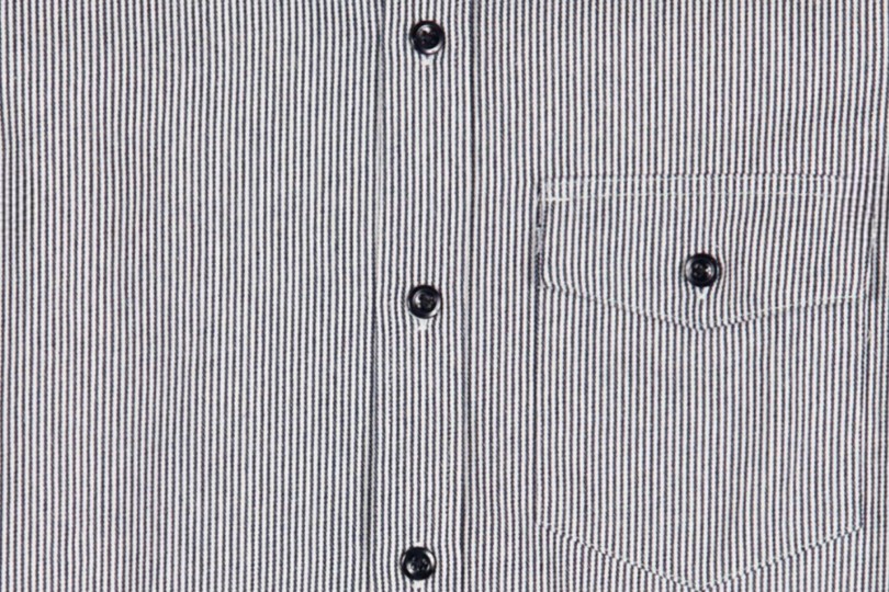 Randy's Garments 1-Pocket Shirt White/Indigo 8oz Narrow Stripe Denim