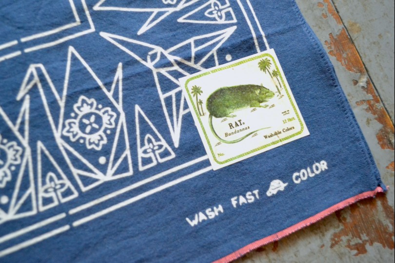 Kapital Fastcolor Selvedge Bandana (ORIGAMI) Navy