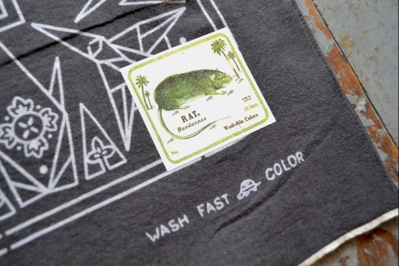 Kapital Fastcolor Selvedge Bandana (ORIGAMI) Black