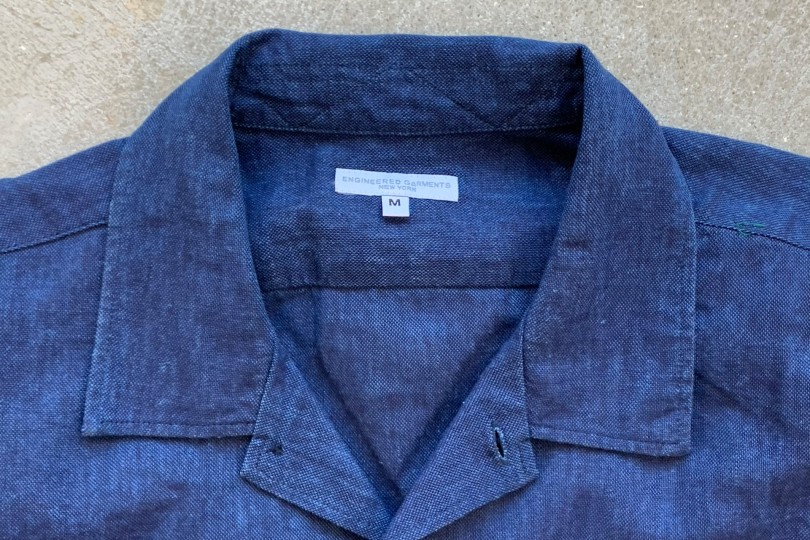 Engineered Garments Camp Shirt Navy CL Solid - Made in USA 