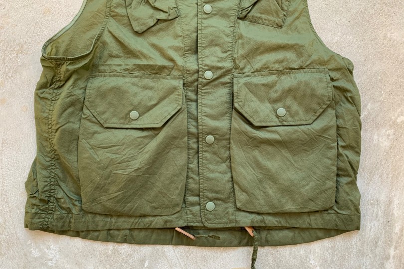 Engineered Garments Field Vest Olive Nylon Micro Ripstop