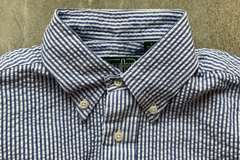 Gitman Bros. Vintage Short Sleeve Shirt  Blue/White Stripe Seersucker