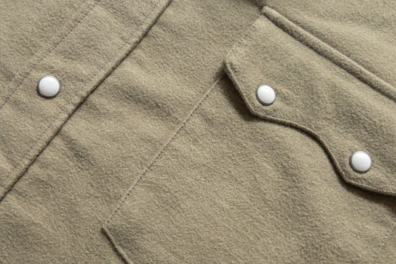 Wythe Moleskin Pearlsnap Shirt Faded Olive