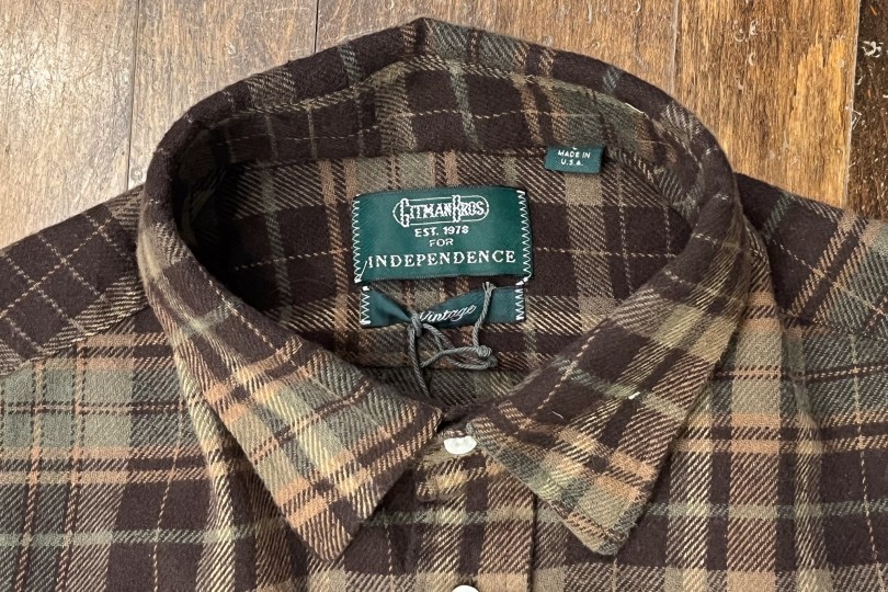 Gitman Bros. Vintage Independence Work Shirt Olive Recycled Brushed Melange