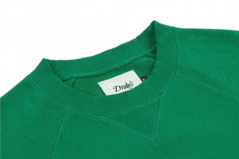 Drake's Cotton Cashmere Sweatshirt Green