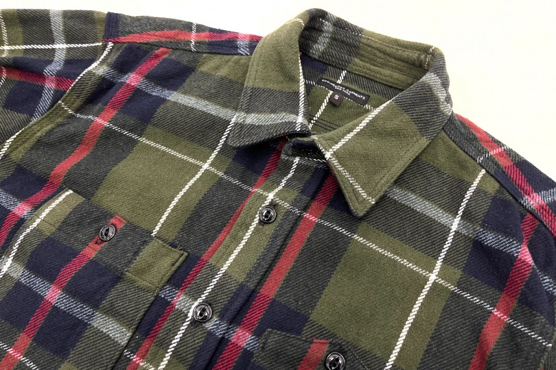 Engineered Garments Work Shirt Green/Navy Big Plaid Heavy Flannel
