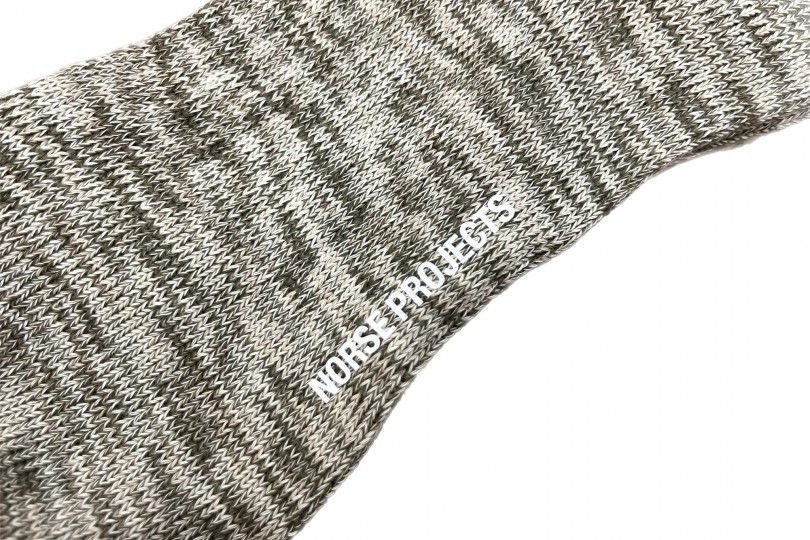 Norse Projects Bjarki Cotton Twist Socks Sediment Green