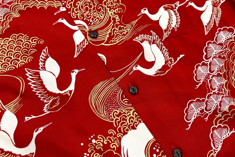 Two Palms Crane Shirt Red