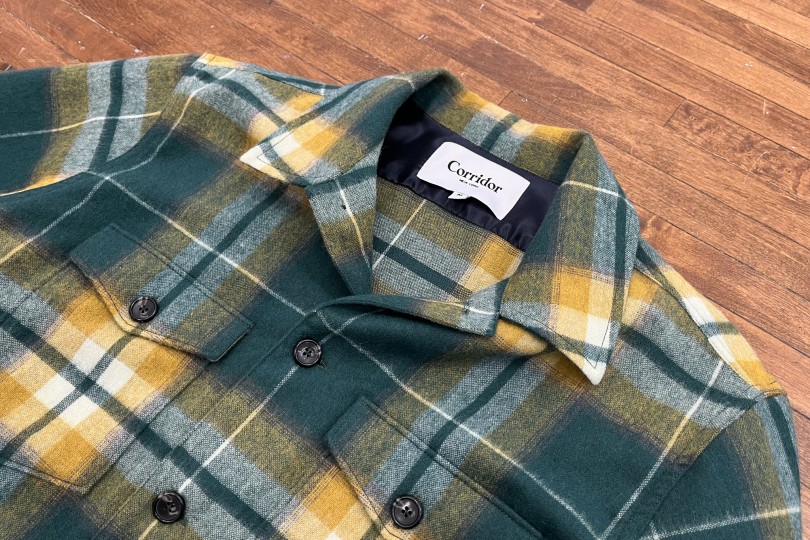 Corridor Ombre Plaid Military Jacket Green