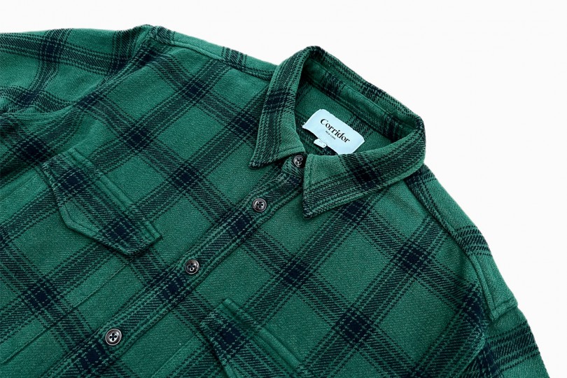 Corridor Deep Forest Plaid LS Green