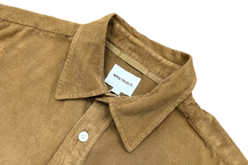 Norse Projects Osvald Micro Cord Shirt Camel - Made in Portugal