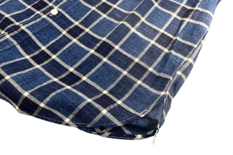 Post Overalls The NAVY CUT 2 Indigo Cotton Flannel Plaid