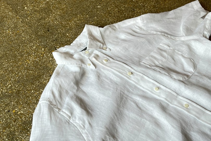 Gitman Bros. Vintage Short Sleeve Button Down White Linen