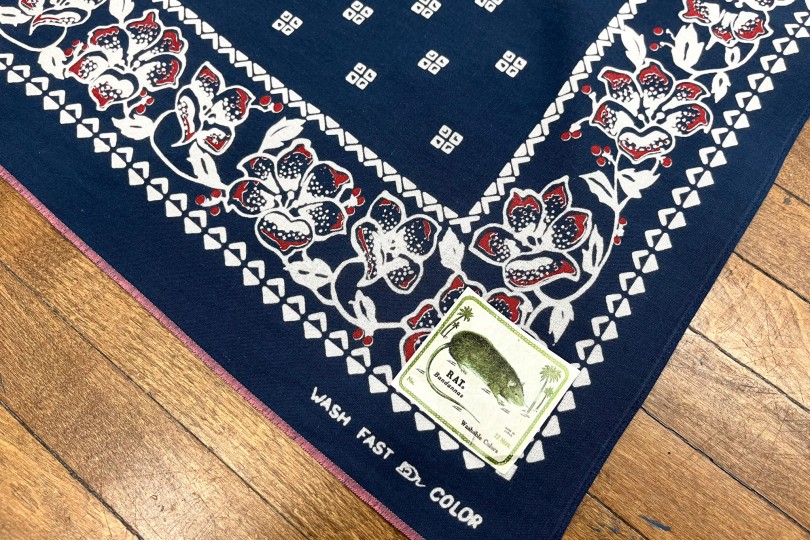 Kapital Fastcolor Selvedge Bandana (Amazon Lily) Navy - Made in
