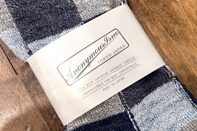 AnonymousIsm Block Pattern Crew Sock Charcoal