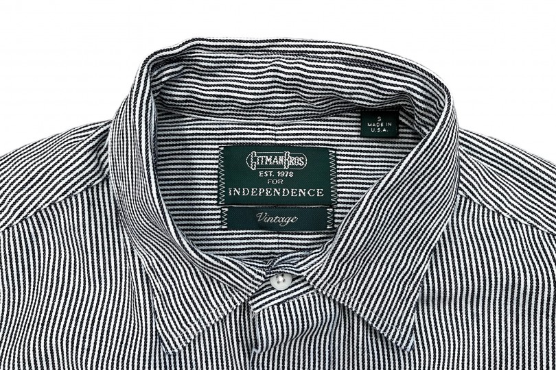 Gitman Bros. Vintage Independence Work Shirt Railroad Stripe Denim