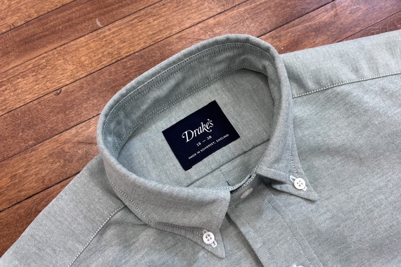 Drake's Button-Down Oxford Shirt Green