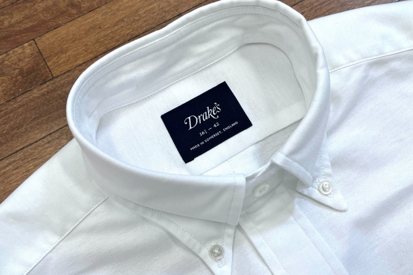 Drake's Button-Down Oxford Shirt White