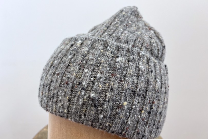 Drake's Merino Wool Ribbed Knit Beanie Ramor Grey