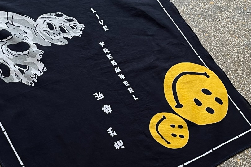 kapital バンダナ　レインスカル Kapital Rain Skull Bandana, Black – Glasswing