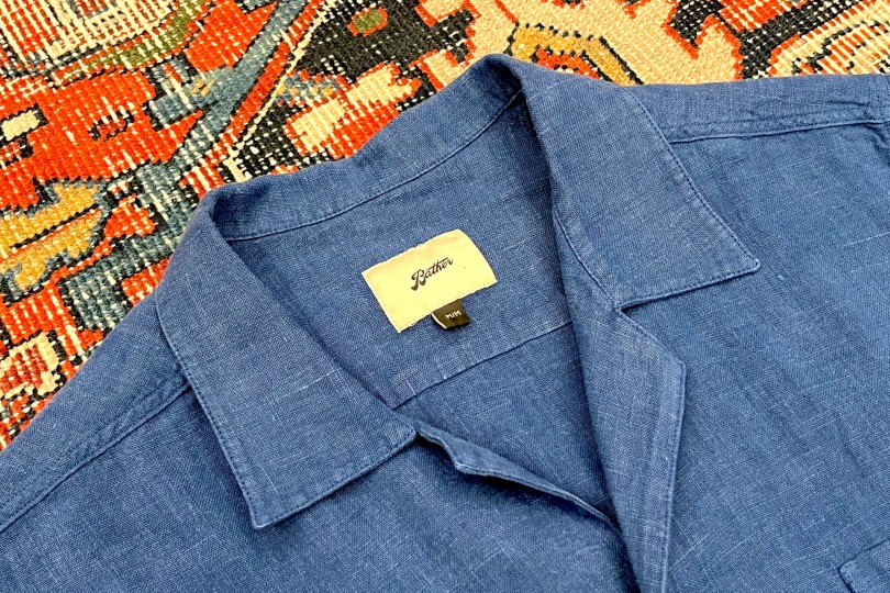 Bather Linen Camp Shirt Navy