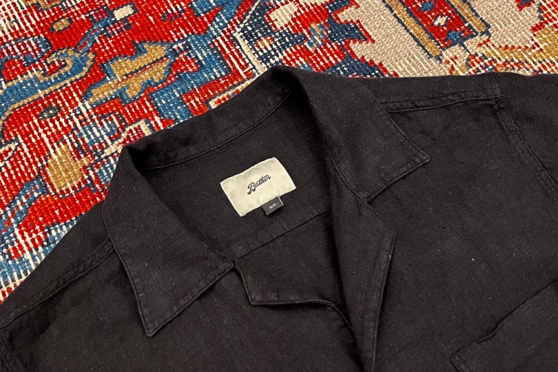 Bather Linen Camp Shirt Black