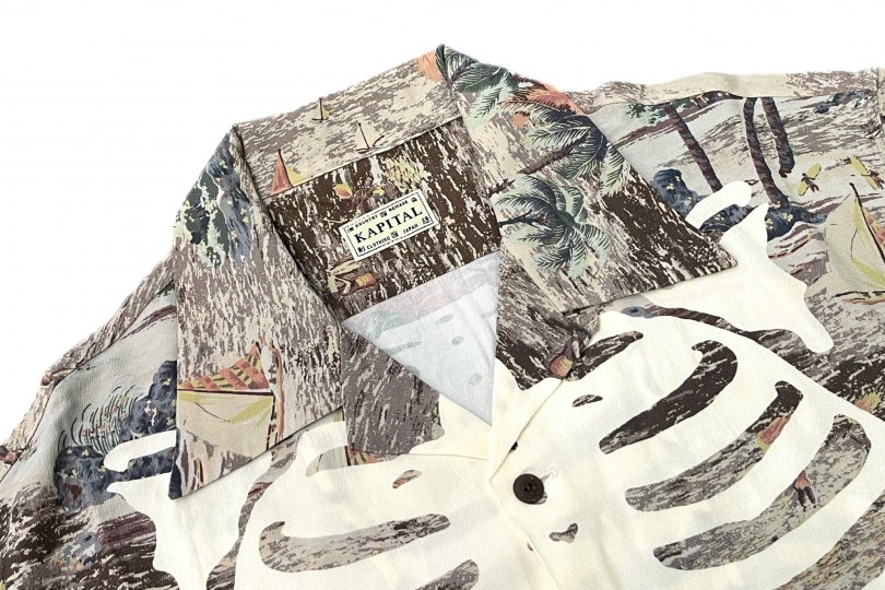 Kapital Rayon KAMEKAMEHA BONE Aloha Shirt Brown