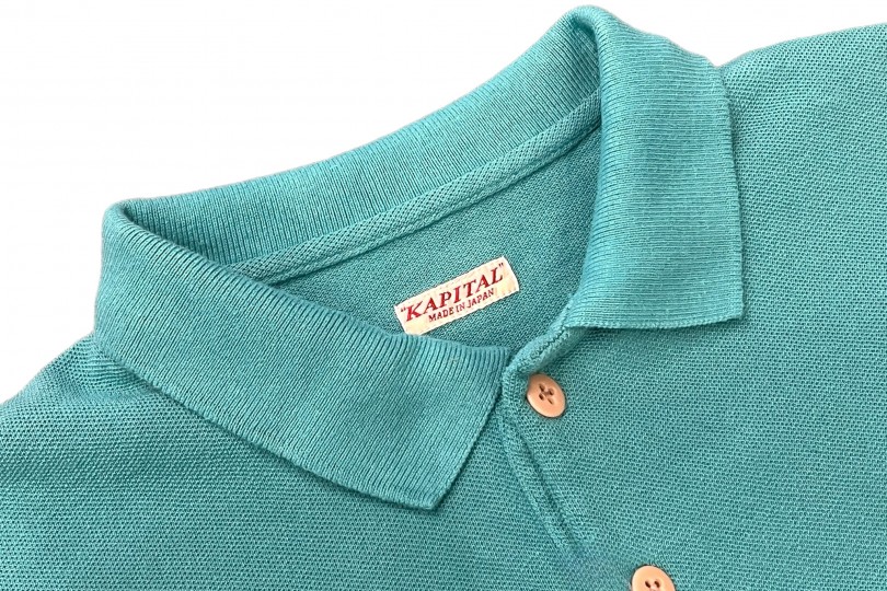 Kapital Pique BOX Polo Shirt Turquoise