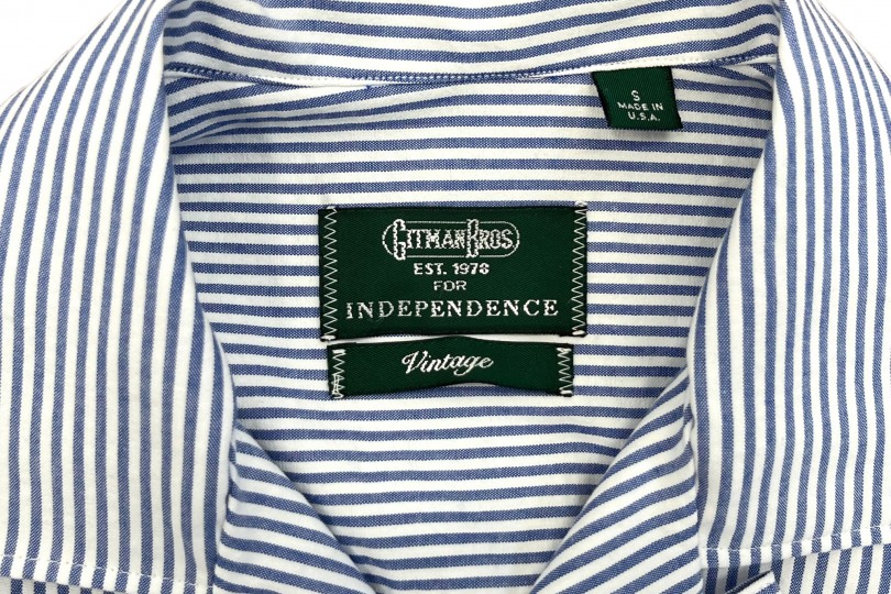 Gitman Bros. Vintage Independence Camp Shirt Blue Stripe Seersucker
