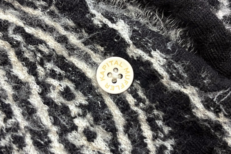 Kapital Fulling Wool Scarf PAISLEY BANDANNA Black