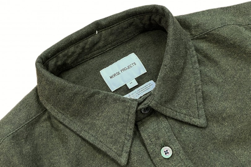 Norse Projects Osvald Flannel Shirt Sitka Green