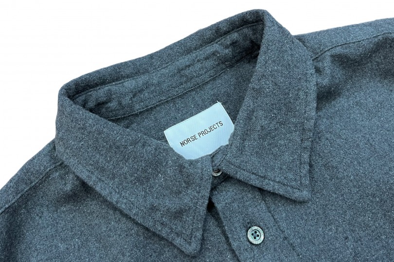Norse Projects Osvald Flannel Shirt Charcoal Melange