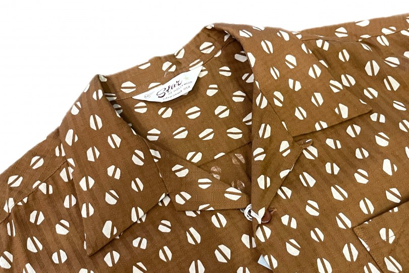 Star of Hollywood Blue Mountain Open Shirt Brown Dobby Cotton