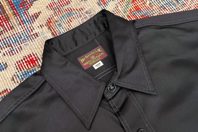 Buzz Rickson's S/S Work Shirt Black Herringbone - Made in Japan