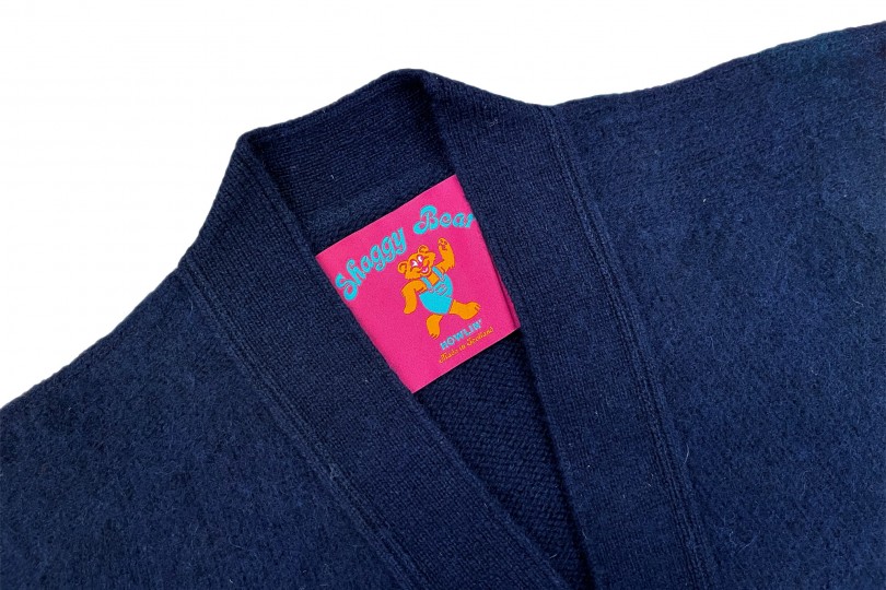 Howlin’ Shaggy Bear Cardigan Navy