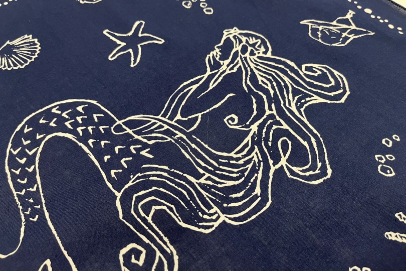 Engineered Garments Printed Bandana Navy Mermaid