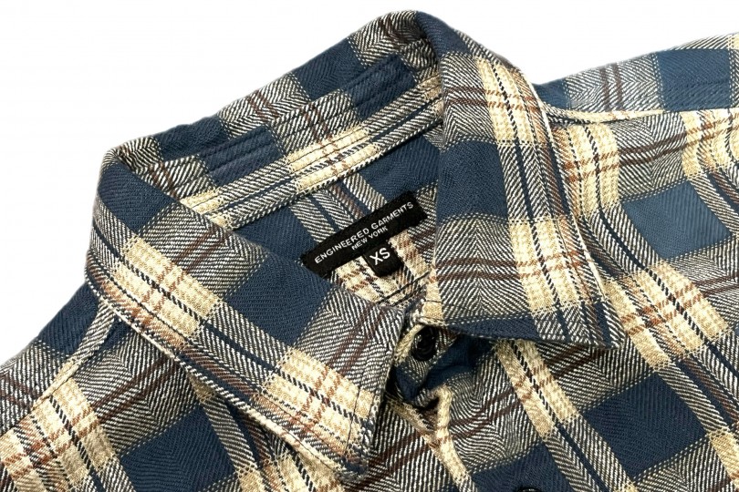 Engineered Garments Work Shirt Navy Cotton Plaid JQ