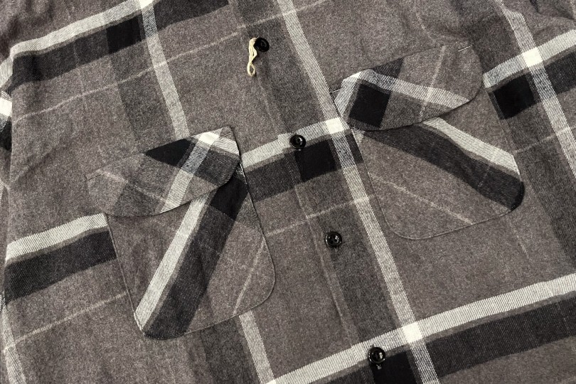 Engineered Garments Classic Shirt Grey/Black Cotton Brushed Big Plaid